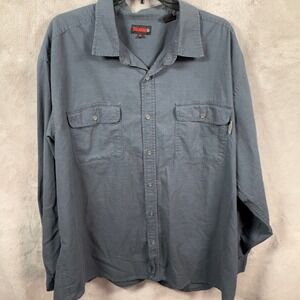 WOLVERINE Men's Long Sleeve Button Up Work Shirt XXL Grey Double Pocket